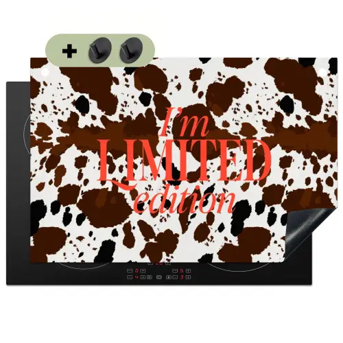 Koeienprint - Limited edition - Rood Inductie beschemer met haakjes klein -3d