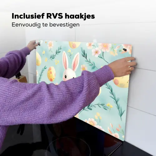 Konijn - Eieren - Takjes Inductie beschemer met haakjes klein -ky-ophangen-nl