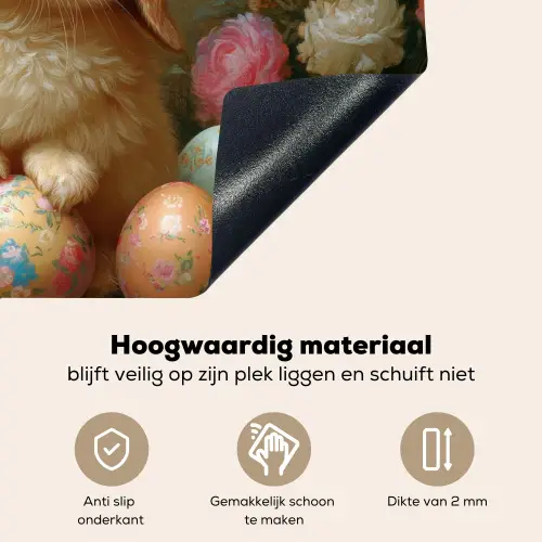 Konijn - Paaseieren - Stilleven Inductie beschemer met haakjes klein -ky-onderkant-nl