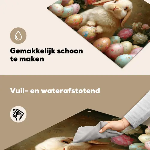 Konijn - Paaseieren - Stilleven Inductie beschemer met haakjes klein -ky-schoon-nl