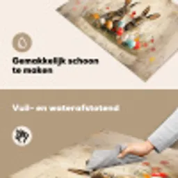 Konijnen - Bloemen - Eieren Inductie beschemer met haakjes klein -ky-schoon-nl