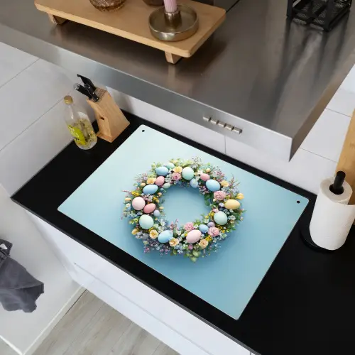 Krans - Eieren - Bloemen Inductie beschemer met haakjes klein -sfeer1