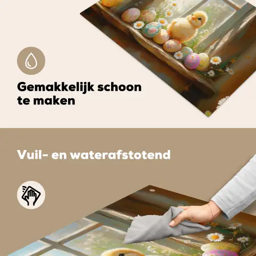 Kuiken - Raam - Paaseieren Inductie beschemer met haakjes klein -ky-schoon-nl