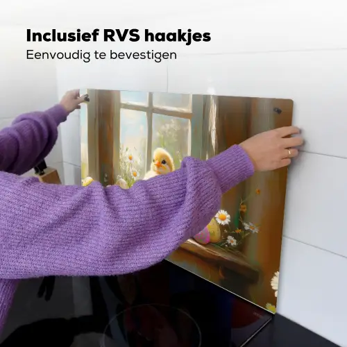 Kuiken - Raam - Paaseieren Inductie beschemer met haakjes klein -ky-ophangen-nl