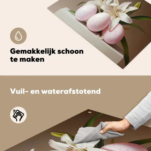 Lelies - Eieren - Pasen Inductie beschemer met haakjes klein -ky-schoon-nl