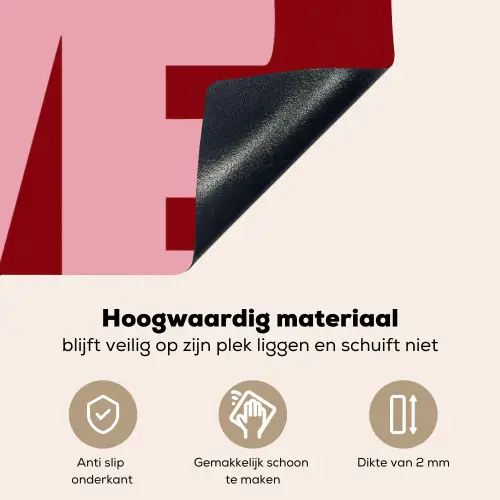 Love - Rood - Blokletters Inductie beschemer met haakjes klein -ky-onderkant-nl