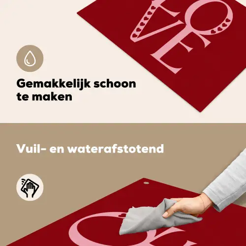 Love - Rood - Hatjes Inductie beschemer met haakjes klein -ky-schoon-nl