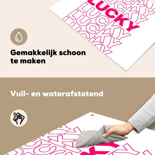 Lucky - Roze - Patroon Inductie beschemer met haakjes klein -ky-schoon-nl