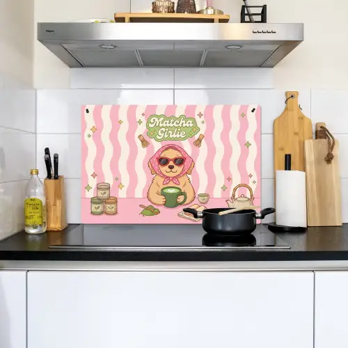 Matcha - Hond - Roze - Groen Inductie beschemer met haakjes klein -sfeer2
