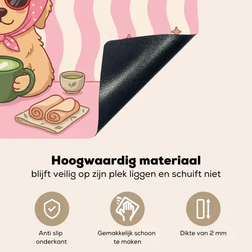 Matcha - Hond - Roze - Groen Inductie beschemer met haakjes klein -ky-onderkant-nl