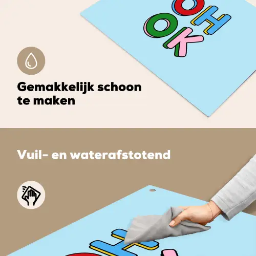 Oh ok - Blauw - Kleurrijk Inductie beschemer met haakjes klein -ky-schoon-nl