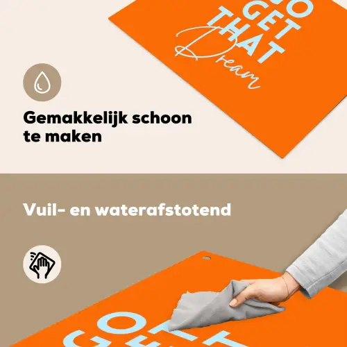 Oranje - Blauw - Go get that dream Inductie beschemer met haakjes klein -ky-schoon-nl