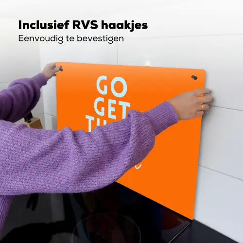 Oranje - Blauw - Go get that dream Inductie beschemer met haakjes klein -ky-ophangen-nl