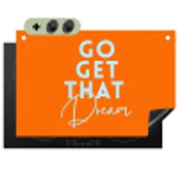 Oranje - Blauw - Go get that dream Inductie beschemer met haakjes klein -3d