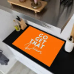 Oranje - Blauw - Go get that dream Inductie beschemer met haakjes klein -sfeer1