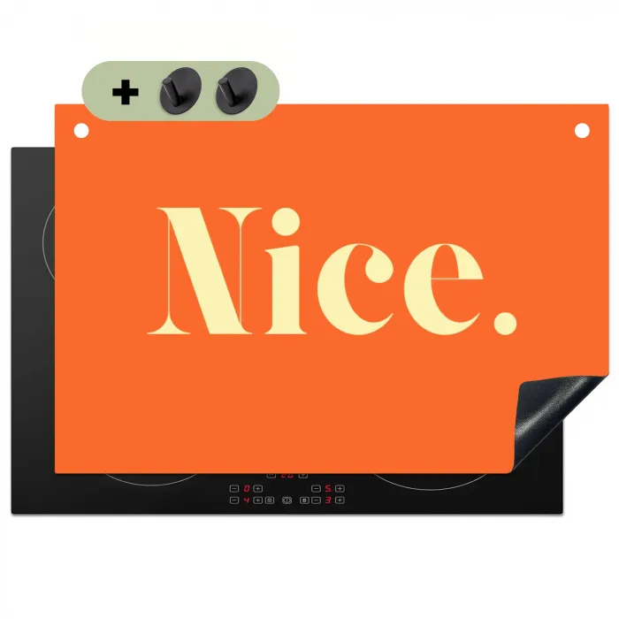 Oranje - Gebroken wit - Nice Inductie beschemer met haakjes klein -3d