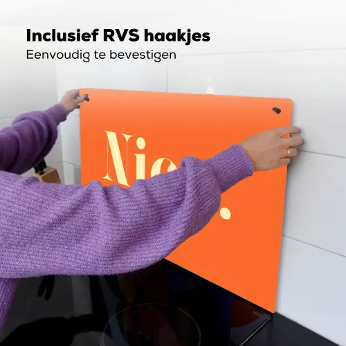 Oranje - Gebroken wit - Nice Inductie beschemer met haakjes klein -ky-ophangen-nl
