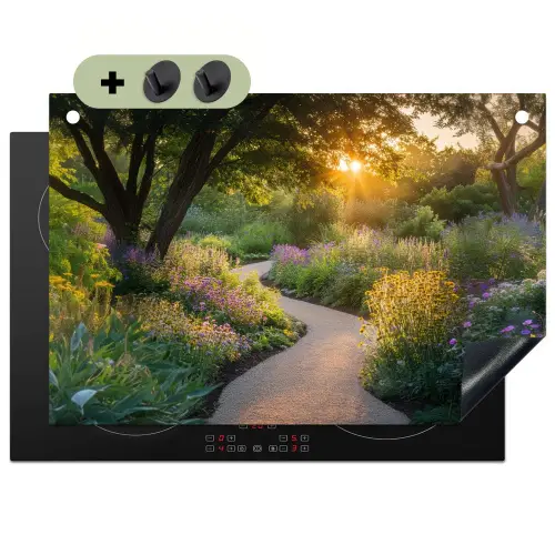 Pad - Bloemen - Park Inductie beschemer met haakjes klein -3d
