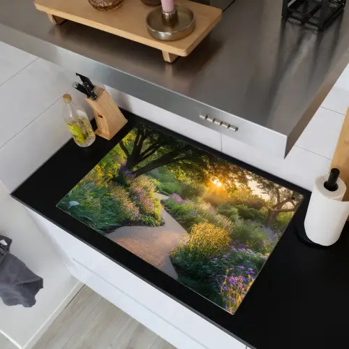 Pad - Bloemen - Park Inductie beschemer met haakjes klein -sfeer1