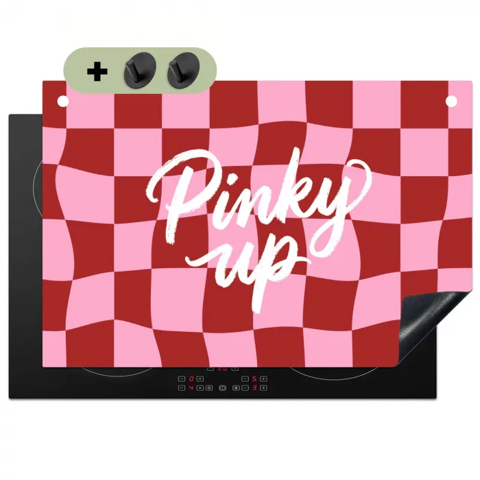 Pinky up - Geblokt - Bordeauxrood Inductie beschemer met haakjes klein -3d