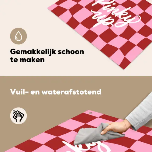 Pinky up - Geblokt - Bordeauxrood Inductie beschemer met haakjes klein -ky-schoon-nl