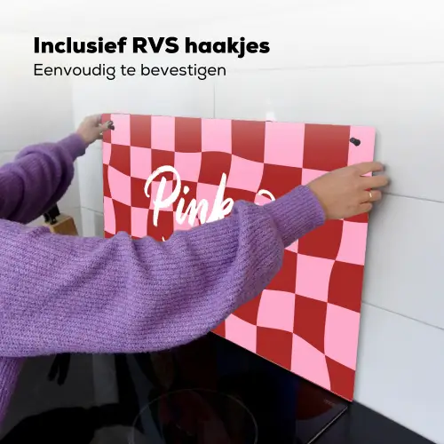 Pinky up - Geblokt - Bordeauxrood Inductie beschemer met haakjes klein -ky-ophangen-nl
