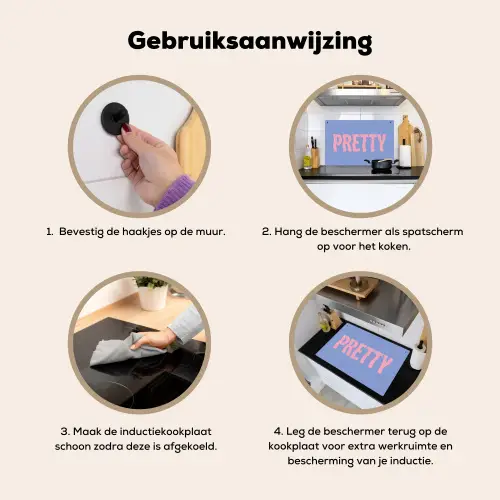 Pretty - Roze - Blauw - Golvend Inductie beschemer met haakjes klein -ky-gebruik-nl