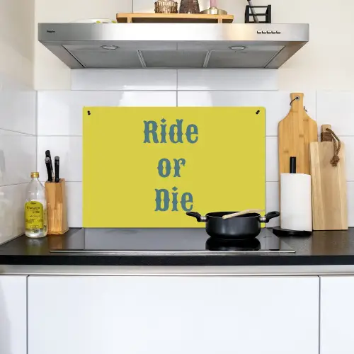 Ride or die - Geel - Blauw Inductie beschemer met haakjes klein -sfeer2