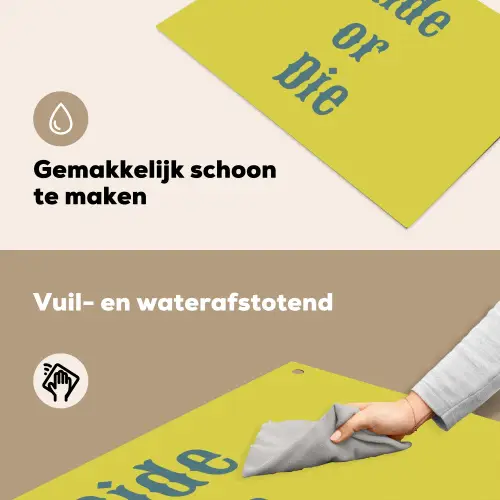 Ride or die - Geel - Blauw Inductie beschemer met haakjes klein -ky-schoon-nl