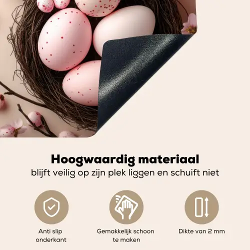 Roze - Bloesems - Eieren Inductie beschemer met haakjes klein -ky-onderkant-nl