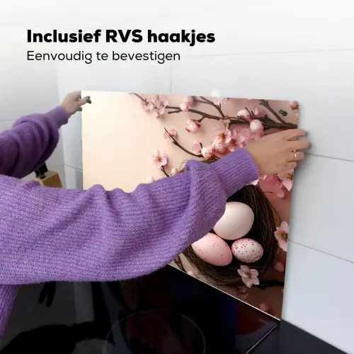 Roze - Bloesems - Eieren Inductie beschemer met haakjes klein -ky-ophangen-nl