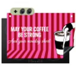 Roze - Strepen - Koffie - Maandag Inductie beschemer met haakjes klein -3d