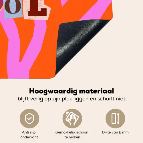 Zebraprint - Grafisch - COOL - Oranje Inductie beschemer met haakjes klein -ky-onderkant-nl