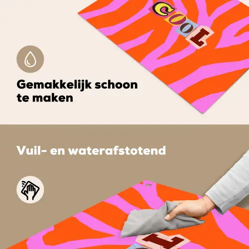 Zebraprint - Grafisch - COOL - Oranje Inductie beschemer met haakjes klein -ky-schoon-nl