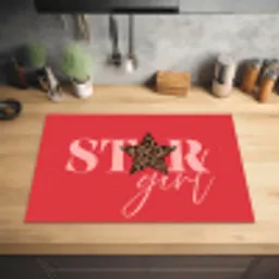 Star girl - Rood - Panter - Ster Inductie beschermer vinyl 3mm klein -sfeer5