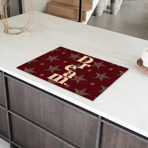 Sterren - Luipaardprint - Dream - Bordeaux Inductie beschermer vinyl 3mm klein -sfeer8