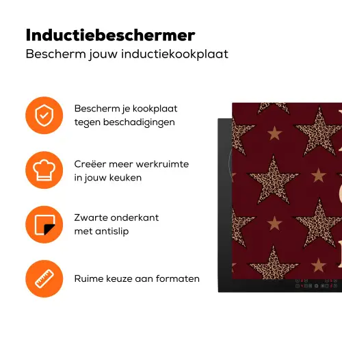 Sterren - Luipaardprint - Dream - Bordeaux Inductie beschermer vinyl 3mm klein -zzzzzzz-td-ups