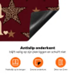 Sterren - Luipaardprint - Dream - Bordeaux Inductie beschermer vinyl 3mm klein -zzzzzzz-td-onderkant