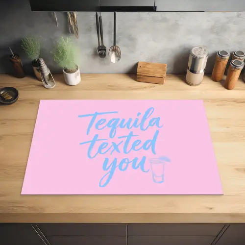 Tequila texted you - Roze - Blauw Inductie beschermer vinyl 3mm klein -sfeer5