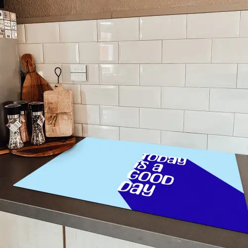 Today is a good day - Blauw - Schaduw Inductie beschermer vinyl 3mm klein -sfeer3