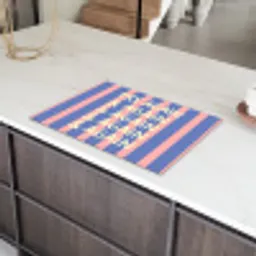 Try again - Strepen - Roze - Verticaal - Blauw Inductie beschermer vinyl 3mm klein -sfeer8