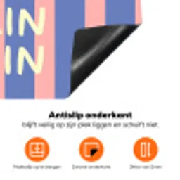 Try again - Strepen - Roze - Verticaal - Blauw Inductie beschermer vinyl 3mm klein -zzzzzzz-td-onderkant
