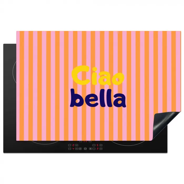 Verticaal - Strepen - Oranje - Ciao bella Inductie beschermer vinyl 3mm klein -3d