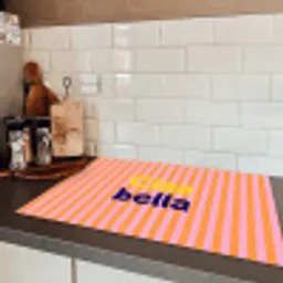 Verticaal - Strepen - Oranje - Ciao bella Inductie beschermer vinyl 3mm klein -sfeer3