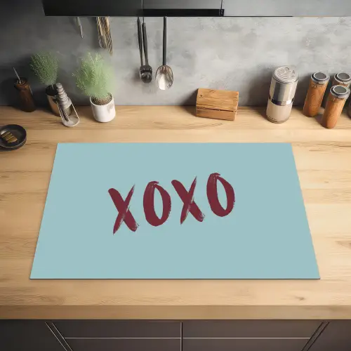 XOXO - Blauw - Rood Inductie beschermer vinyl 3mm klein -sfeer5