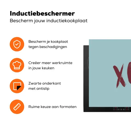 XOXO - Blauw - Rood Inductie beschermer vinyl 3mm klein -zzzzzzz-td-ups