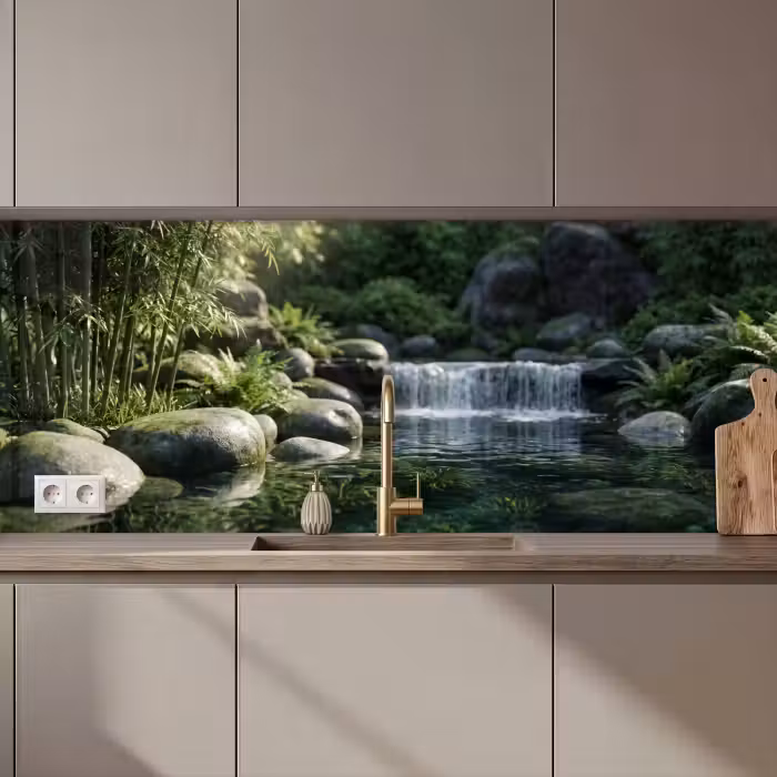 Keuken achterwand - Beek - Waterval - Natuur - Groen