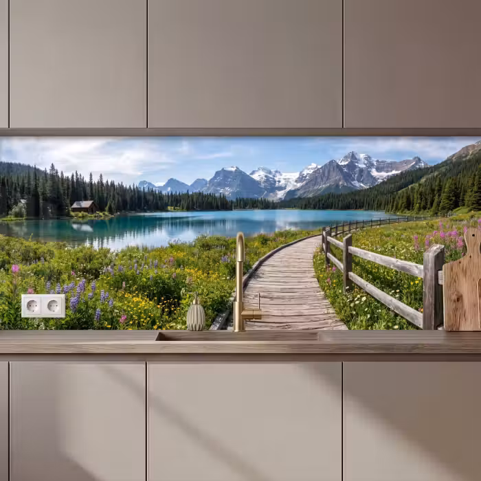 Keuken achterwand - Bergen - Meer - Landschap - Blauw