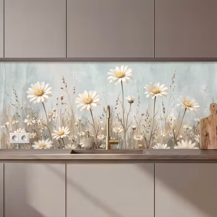 Keuken achterwand - Madelief - Illustratie - Wit