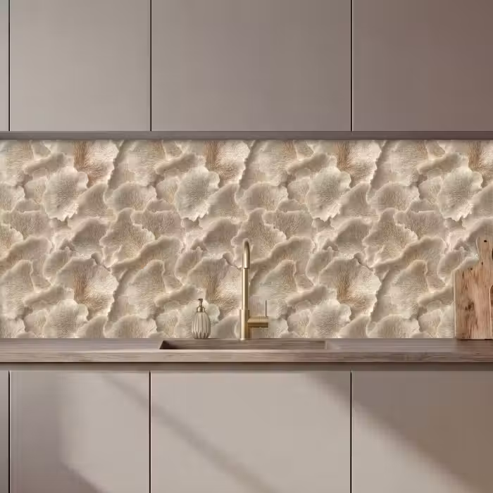 Keuken achterwand - Waaierstructuren - Beige - Vezeltextuur